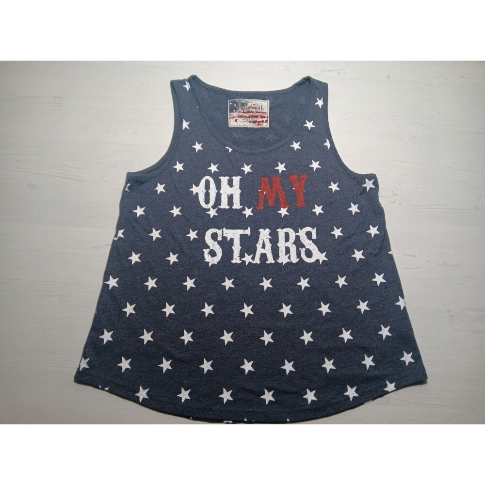 Natural Reflections XL Blue USA Tank Top Scoop Relaxed Fit Patriotic 4th of July